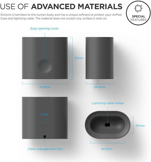 Elago Silicone Βάση Φόρτισης σε Γκρι χρώμα για Apple AirPods