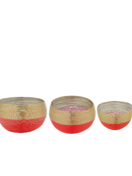 Set 3pcs Decorative Metallic Bowls Orange-gold 33x20cm.-26x15cm.-18x11cm Amalthea Capolavoro