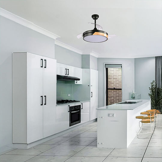Eurolamp Ανεμιστήρας Οροφής 107cm με Φως Μαύρος