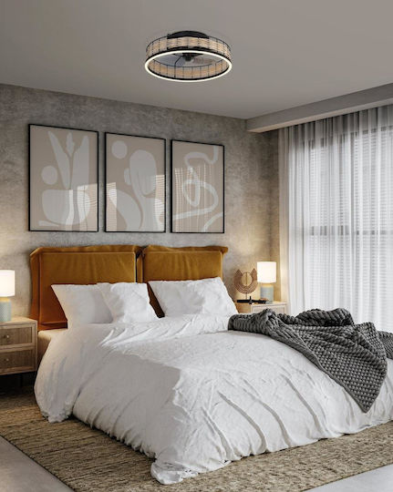 Eglo Frana Ceiling Light 50cm with Light Fixture Beige / Black