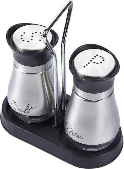 Set Sare și Piper Inox cu Suport 2buc