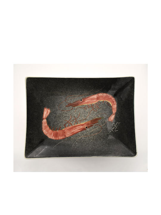 Rectangular Ceramic Handmade Shrimp Platter 24cm
