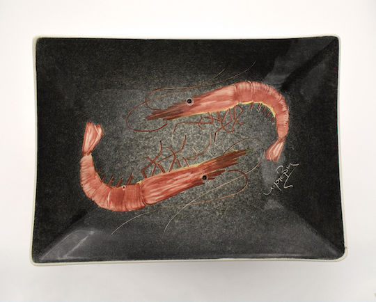 Rectangular Ceramic Handmade Shrimp Platter 24cm