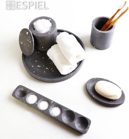 Espiel Dekorative Platte Oval Beton Grey 1Stück 25x15x2cm