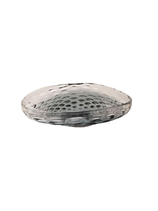 Iliadis Glass Decorative Platter Transparent-Black 48x35x15cm