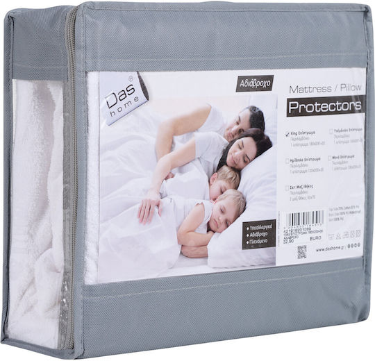 Das Home Schutzauflage King Size Wasserdicht mit Rock 1089 Weiß 180x200+35cm