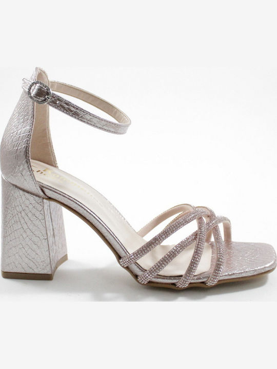 Sandalen mit Strass Rosa