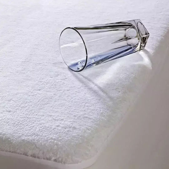 Cotton Linen Προστατευτικό Επίστρωμα Μονό Αδιάβροχο με Φούστα Λευκό 100x200εκ.