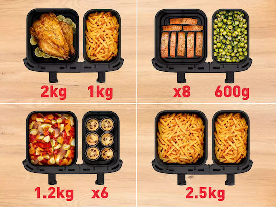 Tefal Easy Fry Friteuză cu aer cu Coș Detașabil Dublu 11lt Gri