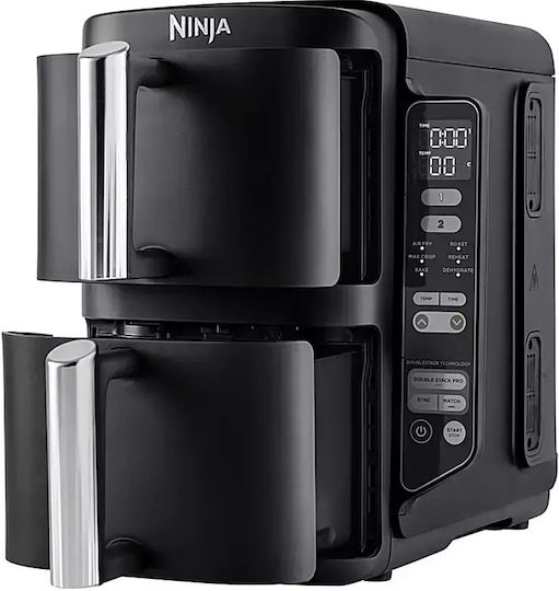 Ninja Stack Еър Фрайър с Wi-Fi & Двойна Подвижна Кошница 7.6лт Черен