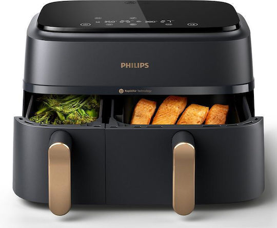 Philips 3000 Series Еър Фрайър с Двойна Подвижна Кошница 9л Черен
