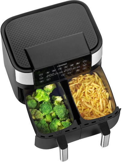 Concept Air Fryer με Διπλό Αποσπώμενο Κάδο 8lt Μαύρο FR8000