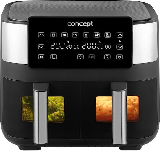 Concept Air Fryer με Διπλό Αποσπώμενο Κάδο 8lt Μαύρο FR8000
