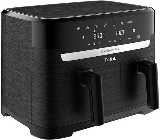 Tefal Dual Easy Heißluftfritteuse mit Doppel-Abnehmbarer Korb 8.3Es Schwarz