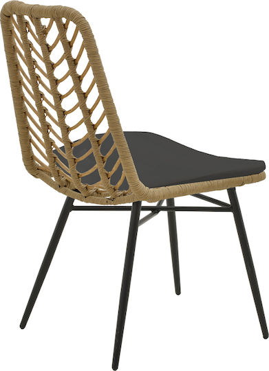 Scaun de exterior Rattan Achillia Brown-black cu pernă 45x60x83cm