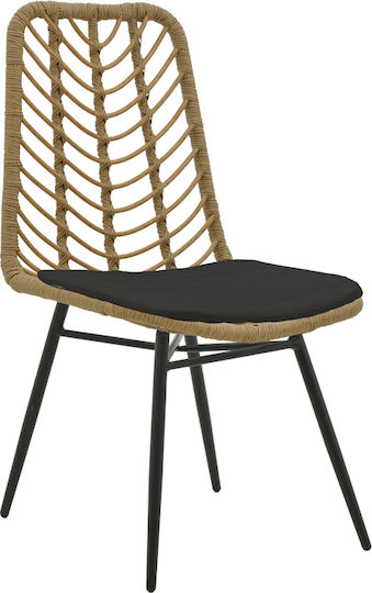 Scaun de exterior Rattan Achillia Brown-black cu pernă 45x60x83cm