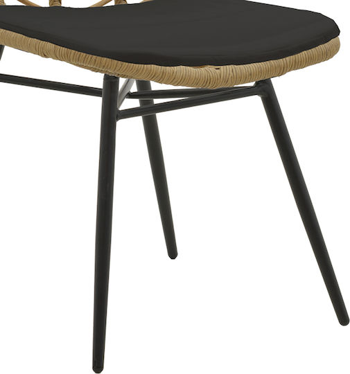 Scaun de exterior Rattan Achillia Brown-black cu pernă 45x60x83cm
