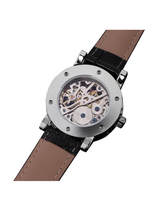 Forsining Ceas Barbati 20mm Baterie cu Curea din Piele Neagră
