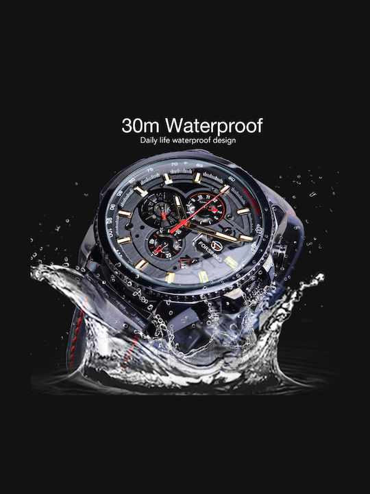 Forsining Men's Watch 22mm Automatic with Black Metal Bracelet