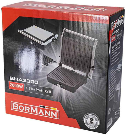 Bormann BHA3300 Τοστιέρα Γκριλιέρα 2000W Γκρι