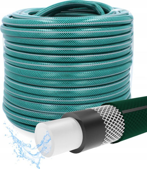 Furtun de grădină premium ranforsat, diametru 3/4", 30 m, protecție UV, presiune 8 bari, 4 straturi, verde