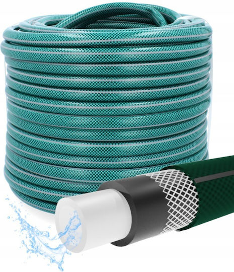 Furtun de grădină premium ranforsat, diametru 1/2", 20 m, protecție UV, presiune 8 bari, 4 straturi, verde