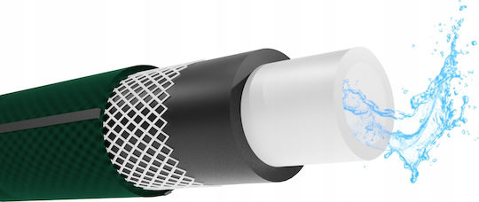 Furtun de grădină premium ranforsat, diametru 3/4", 20 m, protecție UV, presiune 8 bari, 4 straturi, verde