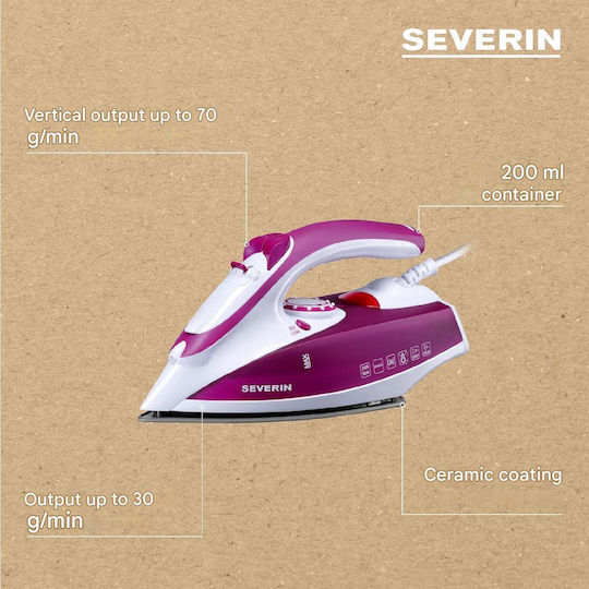 Severin Fier de Călcat cu Aburi 2400W cu Talpă din Oțel Inoxidabil