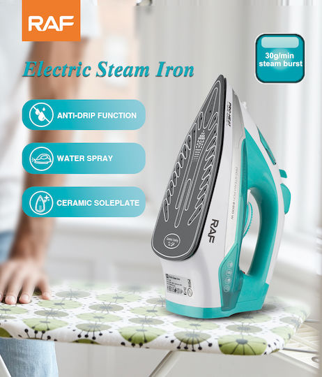 Raf Fier de Călcat cu Aburi 2200W cu Talpă Ceramică și Debit Continu de Abur 14g/min
