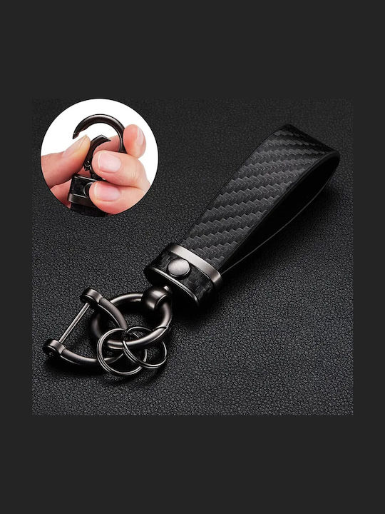 Breloc din oțel carbon placat cu zinc Luvlu, rotație 360 de grade, anti-pierdere, inel D, 2 inele mici, șurubelniță, pentru bărbați și femei, negru