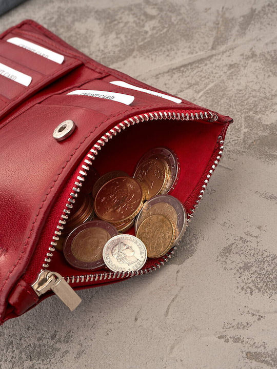 Small Leather Women's Wallet Classic with RFID Red