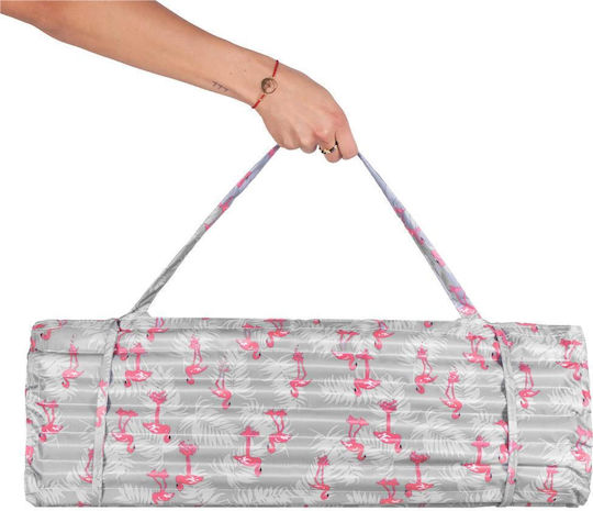 Saltea de plajă pliabilă din spumă, ultra-ușoară, cu pernă și mâner de transport, 60x180cm, roz flamingo, gri