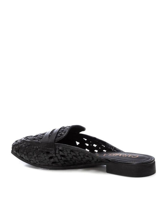 Flat Δερμάτινα Mules σε Μαύρο Χρώμα
