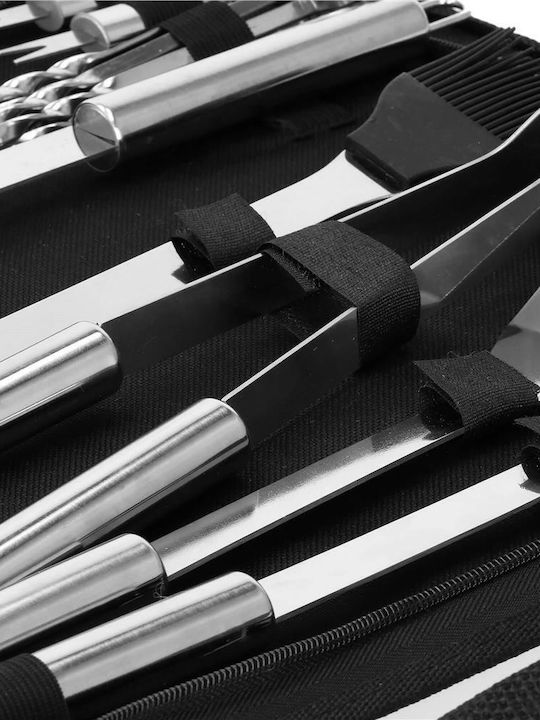 20-piece Stainless Steel Bbq Accessory Set Including Brush Carrying Case