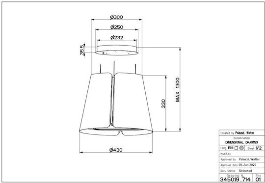 Faber Beat X/BK Matt F45/2 Απορροφητήρας Νησίδα 80cm Μαύρος