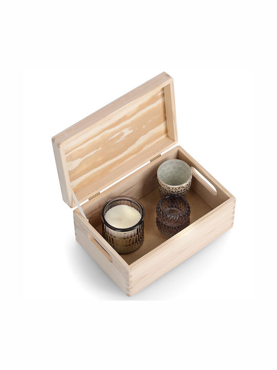 Wooden Storage Box with Lid Beige 30x20x15cm 1pcs