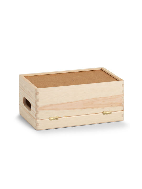 Wooden Storage Box with Lid Beige 30x20x15cm 1pcs