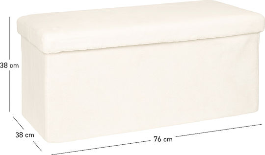 Taburet cu Spațiu de Depozitare Tapițat cu Țesătură Bouclé Ezzio Alb 76x38x38 cm