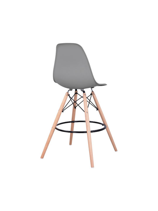 Hocker Bar mit Rückenlehne aus Polypropylen Renata Gray 4Stück 58x56x107cm