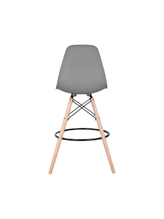 Hocker Bar mit Rückenlehne aus Polypropylen Renata Gray 4Stück 58x56x107cm