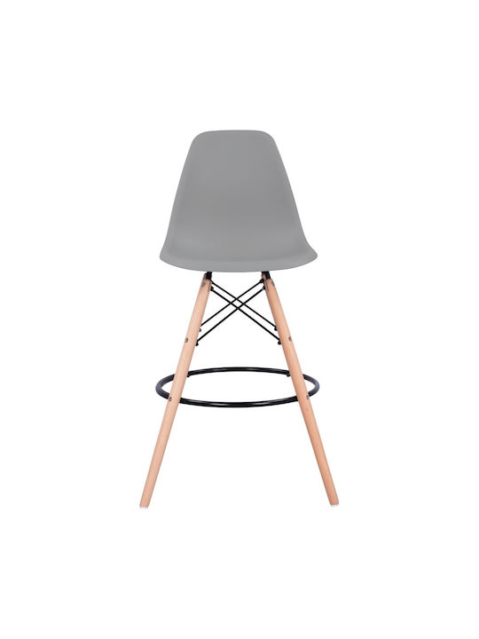 Hocker Bar mit Rückenlehne aus Polypropylen Renata Gray 4Stück 58x56x107cm