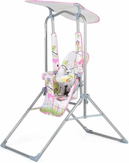 Moni Metal Kids Swing with Protector and Seat Belt Funny for 6+ Years Pink