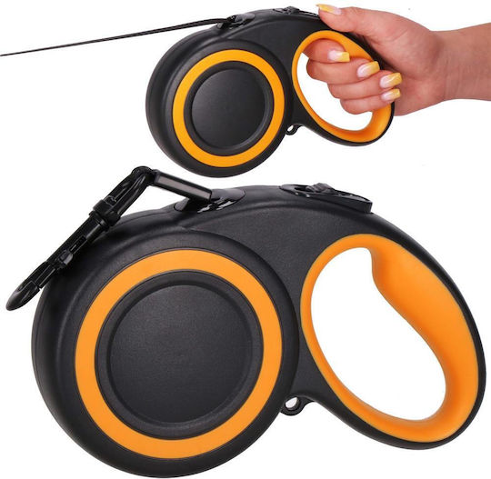 Lesă retractabilă pentru rase mari, până la 50 kg, 500 cm, negru-portocaliu
