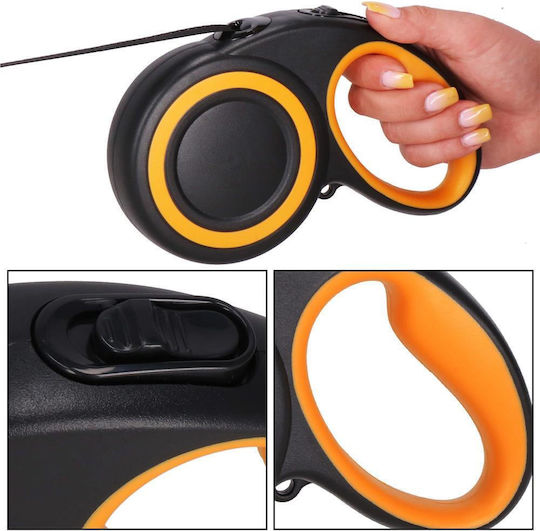 Lesă retractabilă pentru rase mari, până la 50 kg, 500 cm, negru-portocaliu
