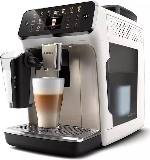 Philips Series 5500 Αυτόματη Μηχανή Espresso 1500W Πίεσης 15bar για Cappuccino με Μύλο Άλεσης Λευκή EP5543/90