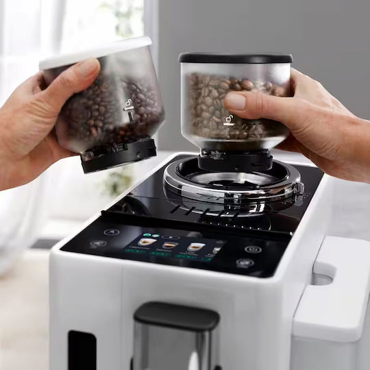 De'Longhi Rivelia Automatic Espresso Machine 1450W Pressure 19bar for Cappuccino with Grinder White
