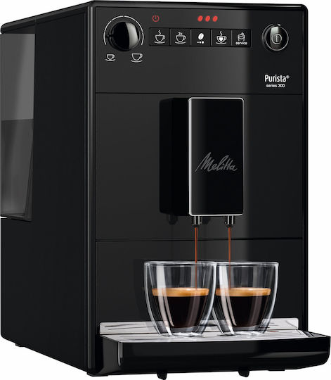 Melitta Purista Pure Automatische Espressomaschine 1450W Druckreiniger 15bar mit Mahlwerk Schwarze 6771312