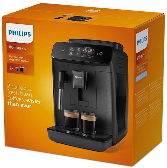 Philips Series 800 Automatic Espresso Machine 1500W 15bar Pressure for Cappuccino with Grinder Black