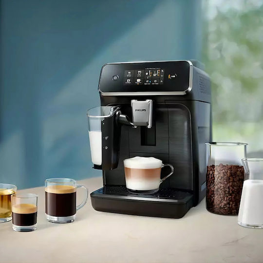 Philips Series 2300 Αυτόματη Μηχανή Espresso 1500W Πίεσης 15bar με Μύλο Άλεσης Μαύρη EP2330/10