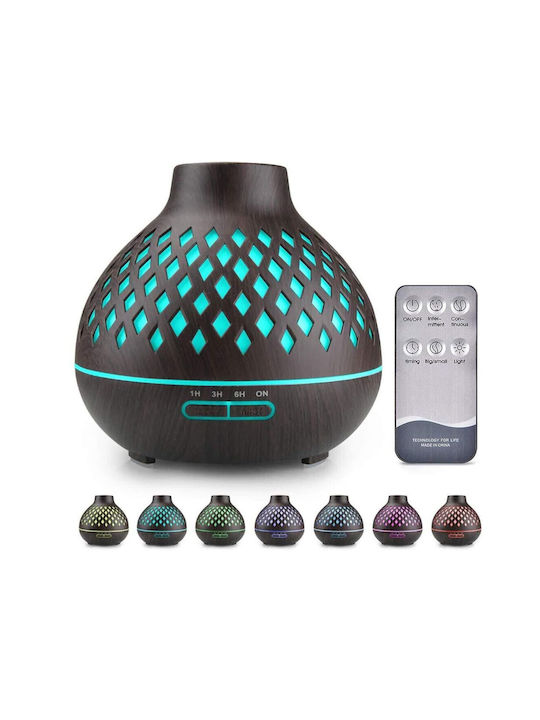 Lumini LED Dispozitiv de aromaterapie Ultrasonic cu telecomandă și temporizator Maro 550ml ΥΝ-15